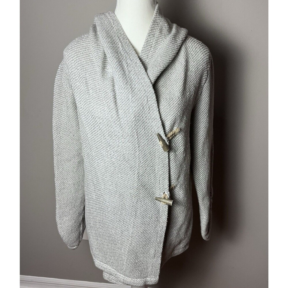 ROXY Womens Rise Up Hooded Cardigan Sweater XL Wooden Toggle Roll-Tab Sleeve